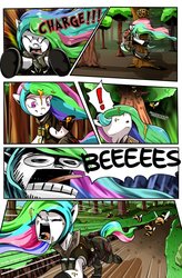 Size: 724x1102 | Tagged: safe, artist:candyclumsy, princess celestia, bee, pony, comic:two sisters go camping, g4, comic, faic, food, hiimdaisy, honey, not the bees, tree