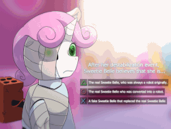 Size: 800x600 | Tagged: safe, artist:vavacung, sweetie belle, pony, robot, robot pony, friendship is witchcraft, g4, animated, destabilize, detroit: become human, female, solo, sweetie bot