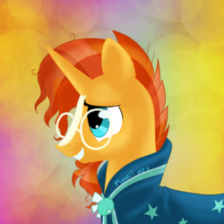 Size: 1280x1280 | Tagged: safe, artist:karzii, sunburst, pony, unicorn, g4, male, smiling, stallion