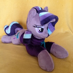 Size: 960x960 | Tagged: safe, artist:burgunzik, starlight glimmer, pony, g4, clothes, hoodie, irl, photo, plushie, prone, solo