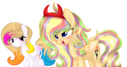 Size: 1500x800 | Tagged: safe, artist:xxmelody-scribblexx, oc, oc only, oc:melody scribble, oc:spring splat, pegasus, pony, blushing, drunk, female, mare, simple background, transparent background