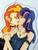 Size: 774x1024 | Tagged: safe, artist:felinillo, sunset shimmer, twilight sparkle, human, equestria girls, g4, clothes, cutie mark accessory, dress, duo, ear piercing, eyes closed, female, holding hands, human coloration, kiss on the lips, kissing, lesbian, piercing, ship:sunsetsparkle, shipping, traditional art