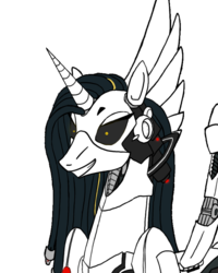 Size: 663x830 | Tagged: safe, artist:zaharcha, oc, oc only, oc:molados, pony, robot, robot pony, bust, female, grin, mare, portrait, rapeface, simple background, smiling, solo, spread wings, transparent background, wings