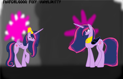 Size: 2000x1280 | Tagged: safe, artist:iamwildkitty, twilight sparkle, alicorn, pony, g4, duality, evil twilight, giving in, nightmare twilight, nightmarified, twilight sparkle (alicorn)