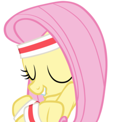 Size: 1500x1596 | Tagged: safe, artist:rivalcat, fluttershy, pony, g4, hurricane fluttershy, my little pony: friendship is magic, cute, female, forelegs crossed, headband, lip bite, simple background, solo, sweatband, transparent background, vector, workout outfit