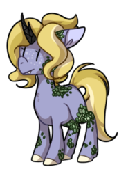 Size: 218x294 | Tagged: safe, artist:bunnyjumper, oc, oc only, oc:chiyo, earth pony, kirin, pony, artificial horn, blonde, fake horn, freckles, scales, simple, simple background, solo, transparent background, ych result