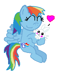 Size: 190x248 | Tagged: safe, artist:drypony198, angel bunny, rainbow dash, pony, g4, angeldash, female, solo