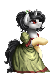 Size: 2550x3509 | Tagged: safe, artist:pridark, oc, oc only, oc:tiana, pony, unicorn, clothes, dress, female, high res, mare, red eyes, simple background, solo, transparent background, ych result