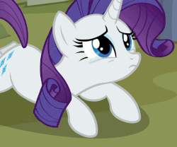 Size: 649x540 | Tagged: safe, screencap, rarity, pony, unicorn, fake it 'til you make it, g4, season 8, animated, confused, cropped, crying, eyeshadow, female, frown, hair flip, makeup, mare, narrowed eyes, open mouth, raised eyebrow, solo, squint