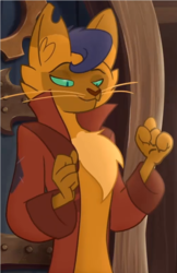 Size: 506x782 | Tagged: safe, screencap, capper dapperpaws, abyssinian, anthro, g4, my little pony: the movie, bedroom eyes, chest fluff, clothes, coat, cropped, lidded eyes, male, seductive, seductive look, sexy, solo, stupid sexy capper, whiskers