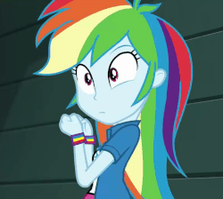 Size: 802x720 | Tagged: safe, screencap, rainbow dash, equestria girls, equestria girls specials, g4, my little pony equestria girls: movie magic, animated, cropped, cute, dashabetes, female, geode of super speed, gif, magical geodes, rainbow dash is best facemaker, solo