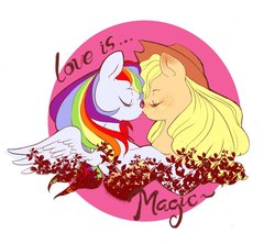 Size: 1024x910 | Tagged: safe, artist:moonyyucenkio, applejack, rainbow dash, earth pony, pegasus, pony, g4, female, lesbian, mare, ship:appledash, shipping