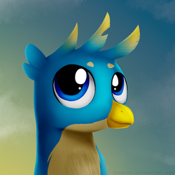 Size: 1536x1536 | Tagged: safe, artist:zoarvek, gallus, griffon, g4, bust, cute, gallabetes, male, solo