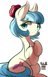Size: 437x703 | Tagged: safe, artist:tohupo, coco pommel, earth pony, pony, g4, cocobetes, cute, female, mare, missing accessory, simple background, solo, white background