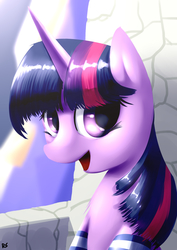 Size: 2894x4093 | Tagged: safe, artist:richard-skip, twilight sparkle, pony, g4, clothes, female, socks, solo, striped socks