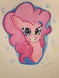 Size: 1024x1365 | Tagged: safe, artist:luxiwind, pinkie pie, earth pony, pony, g4, bust, female, portrait, solo, traditional art