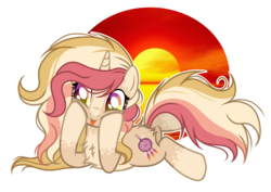 Size: 1024x727 | Tagged: safe, artist:mintoria, oc, oc only, oc:glory, pony, unicorn, base used, chest fluff, female, mare, prone, simple background, solo, tongue out, transparent background