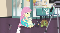 Size: 1280x720 | Tagged: safe, screencap, angel bunny, fluttershy, cat, dog, rat, turtle, equestria girls, g4, my little pony equestria girls: better together, outtakes (episode), feet, pup-pup, sandals