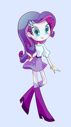 Size: 1500x2668 | Tagged: safe, artist:bbtasu, rarity, human, equestria girls, g4, boots, clothes, cute, female, hairpin, high heel boots, looking at you, moe, shoes, simple background, skirt, solo