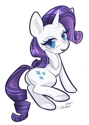 Size: 865x1221 | Tagged: safe, artist:bbtasu, rarity, pony, g4, female, looking at you, mare, simple background, smiling, solo, white background