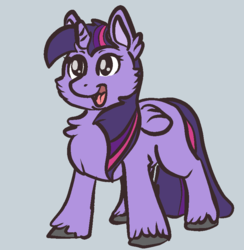 Size: 800x820 | Tagged: safe, artist:neyonic, twilight sparkle, alicorn, pony, g4, cheek fluff, chest fluff, female, fluffy, looking at you, mare, missing cutie mark, open mouth, simple background, smiling, solo, twilight sparkle (alicorn), unshorn fetlocks