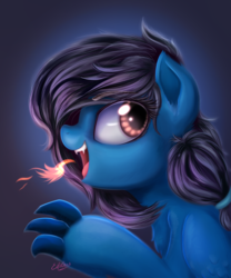 Size: 3200x3850 | Tagged: safe, artist:katakiuchi4u, oc, oc only, oc:glaciate flare, dracony, hybrid, claws, fangs, female, fire, fire breath, high res, open mouth, smiling, solo