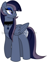 Size: 586x770 | Tagged: safe, artist:ipandadopts, oc, oc only, pegasus, pony, base used, choker, eyeshadow, female, magical lesbian spawn, makeup, mare, offspring, parent:inky rose, parent:princess luna, parents:lunarose, simple background, solo, transparent background, watermark