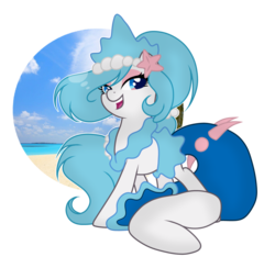 Size: 1024x1000 | Tagged: safe, artist:mintoria, pony, primarina, beach, female, pokémon, ponified, simple background, solo, transparent background