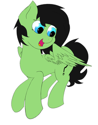 Size: 1741x2233 | Tagged: safe, artist:slowanon, oc, oc:filly anon, pegasus, pony, blue eyes, female, filly, happy, jumping, smiling, solo