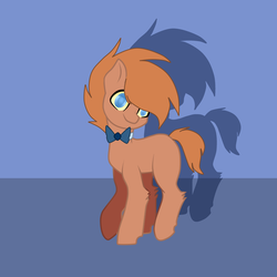 Size: 3000x3000 | Tagged: safe, artist:grellsadoptableshop, earth pony, pony, blank flank, bowtie, colt, high res, magical gay spawn, male, offspring, parent:big macintosh, parent:doctor whooves, parents:macturner, shadow, solo
