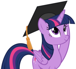 Size: 3135x2844 | Tagged: safe, artist:andoanimalia, twilight sparkle, alicorn, pony, g4, marks for effort, female, folded wings, graduation cap, hat, high res, mare, purple smart, simple background, solo, transparent background, twilight sparkle (alicorn), vector, wings