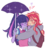 Size: 540x540 | Tagged: safe, artist:freshfriend, sci-twi, sunset shimmer, twilight sparkle, equestria girls, g4, backpack, blushing, clothes, female, heart, hoodie, hug, lesbian, ship:sci-twishimmer, ship:sunsetsparkle, shipping, simple background, umbrella, white background