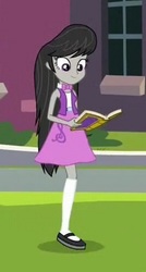 Size: 2630x4900 | Tagged: safe, edit, edited screencap, screencap, octavia melody, equestria girls, equestria girls series, forgotten friendship, g4, amputee, book, clothes, cropped, female, mary janes, one leg, shoes, skirt, socks, solo
