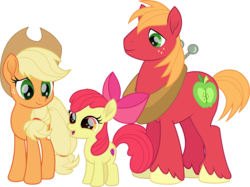 Size: 2186x1631 | Tagged: safe, artist:spookitty, apple bloom, applejack, big macintosh, earth pony, pony, g4, my little pony: the movie, apple, female, filly, male, mare, pony tale adventures, simple background, smiling, stallion, transparent background