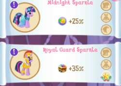 Size: 390x279 | Tagged: safe, gameloft, twilight sparkle, g4, armor, athena sparkle, clothes, costume, dress, flower, flower in hair, game screencap, gameloft shenanigans, helmet, implied midnight sparkle, princess dress, wat, wrong