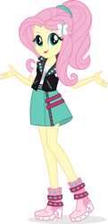 Size: 3055x6292 | Tagged: safe, artist:punzil504, fluttershy, equestria girls, g4, my little pony equestria girls: better together, boots, clothes, clothes swap, cute, female, green skirt, high heel boots, open mouth, shoes, shyabetes, simple background, smiling, solo, transparent background, vector