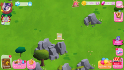 Size: 1280x720 | Tagged: safe, gameloft, derpy hooves, spike, twilight sparkle, dragon, pony, g4, box, game screencap, gem, pony in a box, winged spike, wings