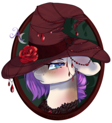 Size: 2971x3257 | Tagged: safe, artist:skylacuna, oc, oc only, pony, bust, female, hat, high res, mare, portrait, simple background, solo, transparent background, witch hat