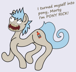 Size: 2048x1941 | Tagged: safe, artist:pegasko, pony rick, earth pony, pony, g4, grannies gone wild, crossover, ponified, rick and morty, rick sanchez, vector, wat