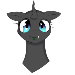 Size: 4000x4000 | Tagged: safe, artist:velvet rose, oc, oc only, changeling, :p, cute, eyelashes, female, heart eyes, horn, looking at you, mare, silly, simple background, solo, tongue out, transparent background, wingding eyes