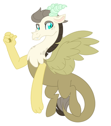 Size: 2206x2502 | Tagged: safe, artist:darlyjay, oc, oc only, oc:fear sorrow, draconequus, hybrid, draconequus oc, high res, interspecies offspring, male, offspring, parent:discord, parent:fluttershy, parents:discoshy, simple background, solo, white background