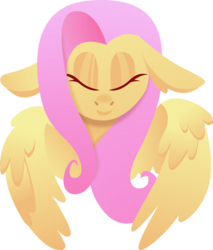 Size: 1024x1203 | Tagged: safe, artist:simonk0, fluttershy, pegasus, pony, g4, bust, eyes closed, female, floppy ears, front view, full face view, mare, portrait, simple background, solo, spread wings, transparent background, wings