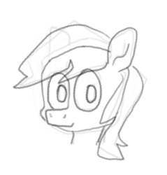 Size: 334x349 | Tagged: safe, artist:ayellowhorse, derpibooru exclusive, pony, ambiguous gender, bust, generic pony, looking at you, monochrome, simple background, sketch, solo, white background
