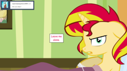 Size: 1280x720 | Tagged: safe, artist:hakunohamikage, sunset shimmer, pony, unicorn, ask-princesssparkle, g4, ask, female, hospital, solo, tumblr