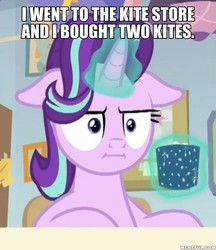 Size: 600x696 | Tagged: safe, edit, edited screencap, screencap, starlight glimmer, pony, g4, make new friends but keep discord, marks for effort, :i, chocolate, cropped, crossing the memes, empathy cocoa, female, food, glowing horn, horn, hot chocolate, i mean i see, image macro, magic, mare, marshmallow, meme, memeful.com, solo, telekinesis, that pony sure does love kites, we bought two cakes