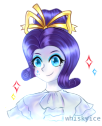 Size: 1037x1271 | Tagged: safe, artist:whiskyice, rarity, equestria girls, g4, alternate hairstyle, clothes, female, simple background, smiling, solo