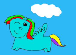 Size: 510x370 | Tagged: artist needed, safe, rainbow dash, pony, g4, 1000 hours in ms paint, female, one eye closed, quality, solo, wink