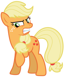 Size: 4854x5871 | Tagged: safe, artist:estories, applejack, earth pony, pony, g4, absurd resolution, angry, female, hatless, mare, missing accessory, simple background, solo, transparent background, vector