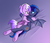 Size: 2850x2430 | Tagged: safe, artist:andelai, oc, oc only, oc:aurora heart, oc:dusk breeze, bat pony, bat pony oc, bedroom eyes, butt, cuddling, dock, female, high res, hug, lesbian, looking at each other, lying on top of someone, oc x oc, on back, plot, rear view, shipping, spread wings, tail, underhoof, wings