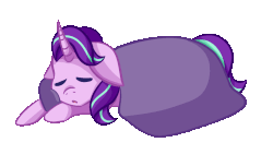 Size: 931x526 | Tagged: safe, artist:mocaangel, starlight glimmer, pony, unicorn, g4, animated, blanket, female, mare, simple background, sleeping, solo, transparent background